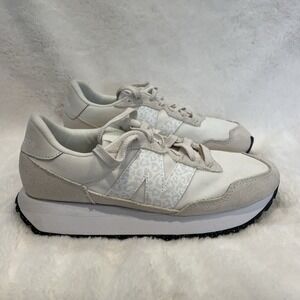 New Balance Womens White Beige Leopard Suede Classics 237v1 Sneakers Size 7